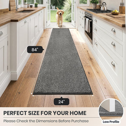 PURRUGS Dirt Trapping Door Mat 20" x 31.5", Non-Slip Machine Washable Entryway Rug, Dog Doormat, Indoor Front Door Mat, Super Absorbent Entry Rug for Muddy Shoes & Paws, Bluish Grey-Black