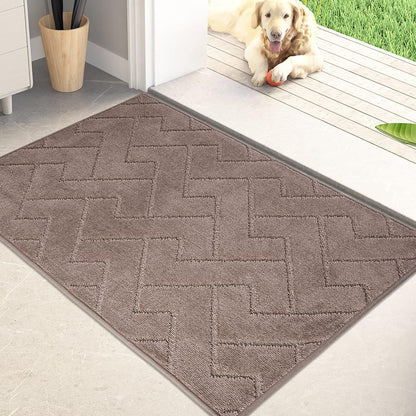 PURRUGS Dirt Trapping Door Mat 20" x 31.5", Non-Slip Machine Washable Entry Rug, Dog Doormat, Indoor Front Door Mat, Super Absorbent Entryway Rug for Muddy Shoes & Paws, Taupe