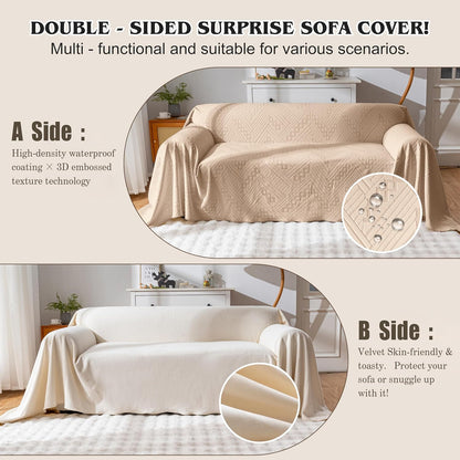 Waterproof Couch Cover, Reversible, Pet-Friendly, Washable and Anti-Slip Couch Covers for Sofa Protection with 3 Cushions, Sofa Slipcovers for Dogs and Cats (71×118in/Brown)