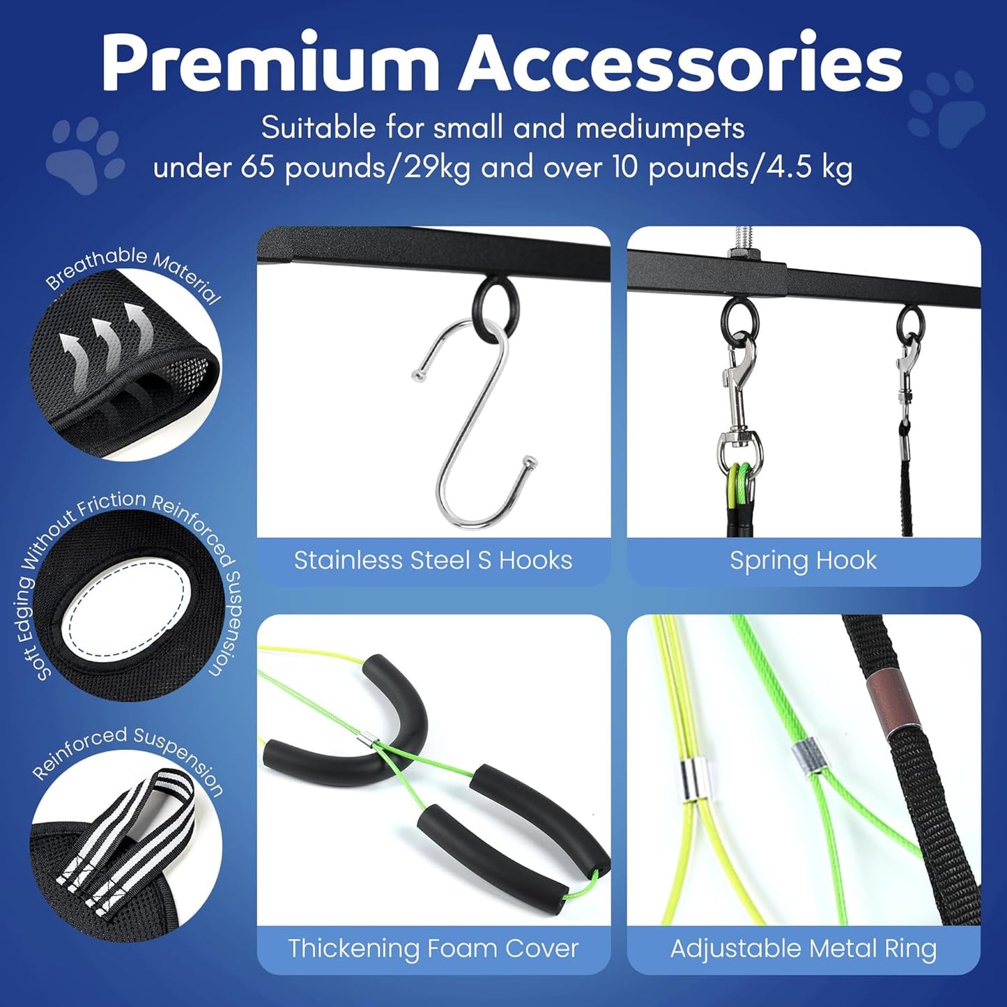 Premium Dog Grooming Arm with Clamp & Dog Grooming Hammock - Heavy Duty Grooming Table for Dogs at Home - Nail Clippers for Dogs - Complete Pet Grooming Kit & Dog Harness for Nail Trimming