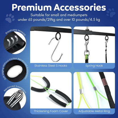Premium Dog Grooming Arm with Clamp & Dog Grooming Hammock - Heavy Duty Grooming Table for Dogs at Home - Nail Clippers for Dogs - Complete Pet Grooming Kit & Dog Harness for Nail Trimming