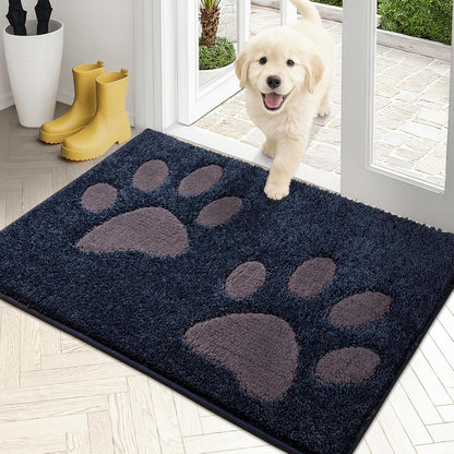 PURRUGS Dirt Trapping Door Mat 20" x 31.5", Non-Skid/Slip Machine Washable Microfiber Entryway Rug, Dog Doormat, Super Absorbent Welcome Mat for Muddy Wet Shoes and Paws, Grey