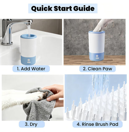 Lervynxi-Dog Paw Cleaner, Portable Automatic Pet Paw Washer - One Touch Start, ABS Body, Detachable Silicone Brush, USB Rechargeable, for Small & Medium Dogs, Clean Paws, White Glacier Blue