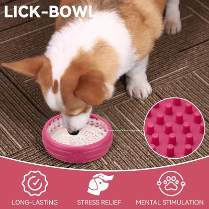 Dog Lick Bowl, Animire Freeze Lick Mat for Dogs, Non-Slip Slow Feeder Licking Bowl Enrichment Treat for Distraction Anxiety Relief, Food Grade Silicone, Dishwasher Safe(Pastel Purple,S)