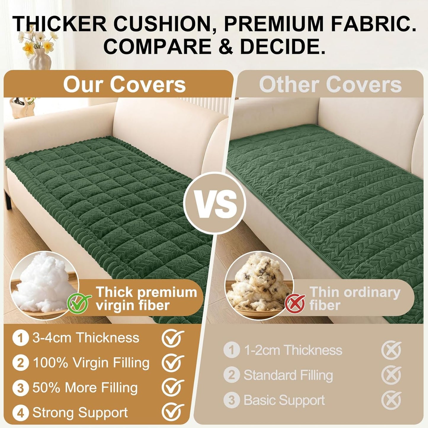 Smiry Non Slip Couch Covers for Dogs, Fuzzy Pet Couch Covers for 2-3 Cushion Sofa Pet Friendly, Soft Sofa Slipcovers Cushion Furniture Protector Washable (Beige, 27.6" x 59")