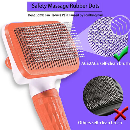 Self-Cleaning Slicker Brush, Dog Cat Bunny Pet Grooming Shedding Brush, Easy to Remove Loose Undercoat, Pet Massaging Tool Suitable for Pets with Long or Short Hair (Black)
