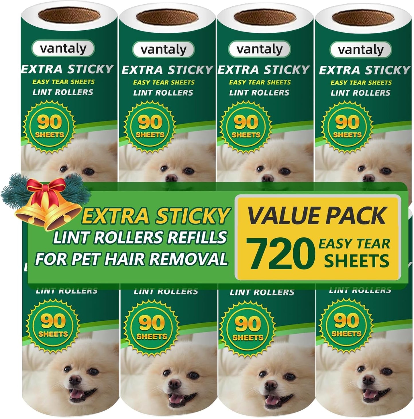 Lint Rollers for Pet Hair Extra Sticky, 600 Sheets Value Set Lint Roller with 2 Upgraded Handles, 6 Rollers Portable Pet Lint Remover for Clothes, Furniture, Carpet, Dog & Cat Hair Removal