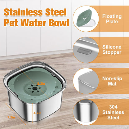 Decflow 3L Dog Water Bowl, Slow Water Bowl for Dogs, No Spill Water Bowl for Dogs, Spill Proof, No Splash Dog Water Bowl, Stainless Steel Slobber Stopper Water Bowl for Messy Drinkers