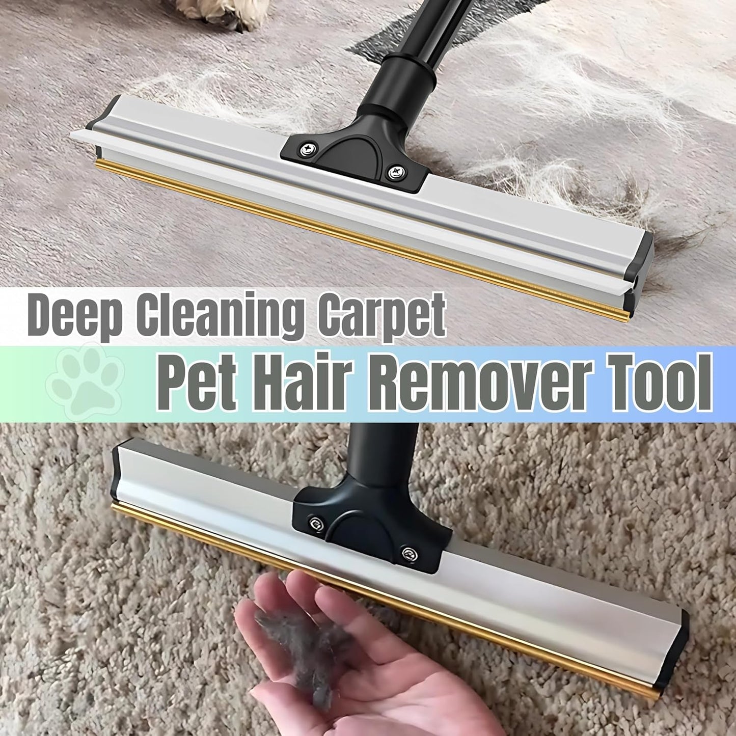 Carpet Rake for Pet Hair Removal Set, Pet Hair Remover Broom, Carpet Hair Removal Tool for Pet Hair on Matted Carpets, and Rugs, Effective Cat Dog Hair Broom Remover Brush for Rug Deep Cleaning