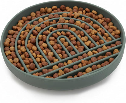 Should We Go? Slow Feeder for Dogs & Puppies, The Slowdown Bowl Silicone Slow Eating, Modern Lick Mat Design, Reduces Gulping, Fits 2 Cups, 7.5” Across x 1.5” Tall, Mealtime Challenge, Medium-Blush