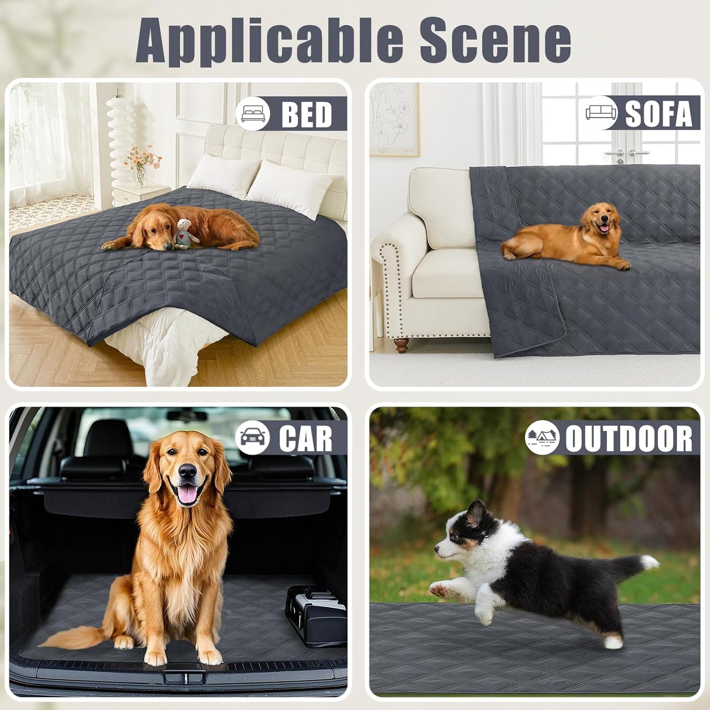 Smiry Waterproof Dog Bed Cover Blanket 30x70, Soft Reversible Pet Blanket, Washable Leakproof Cats Dogs Couch Cover for Sofa, Couch, Furniture, Grey/Dark Grey