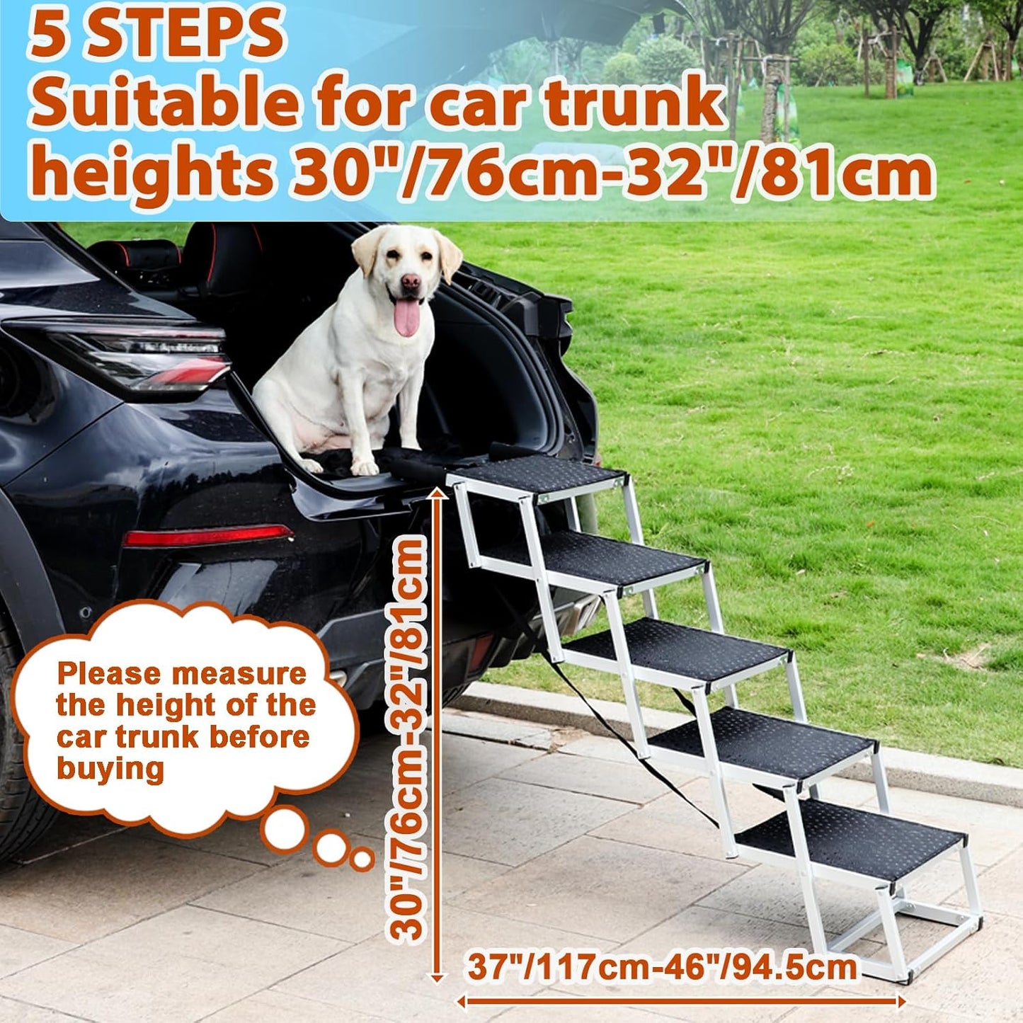 Uross Dog Ramp for Car 71" Long- Collapsible Pet Ramps for Large Dogs SUV Truck Folding Outdoor Dog Ramp for Porch Steps