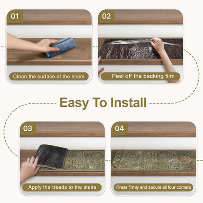 sarben Non Slip Stair Treads for Wooden Steps 15PCS - 8"x30" Indoor Safety Carpet, Edging Mats with TPE Adhesive Backing, Pet and Elderly Friendly Stair Rugs (Taupe) - Colors B