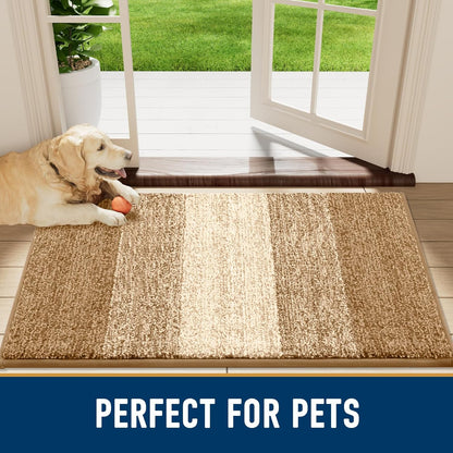 Smiry Dog Door Mat for Muddy Paws, Absorbs Moisture and Dirt, Low-Profile Entryway Mat with Non-Slip Backing, Entry Indoor Outdoor Doormat for Inside Floor (30x20 Inches, Grey, Striped)