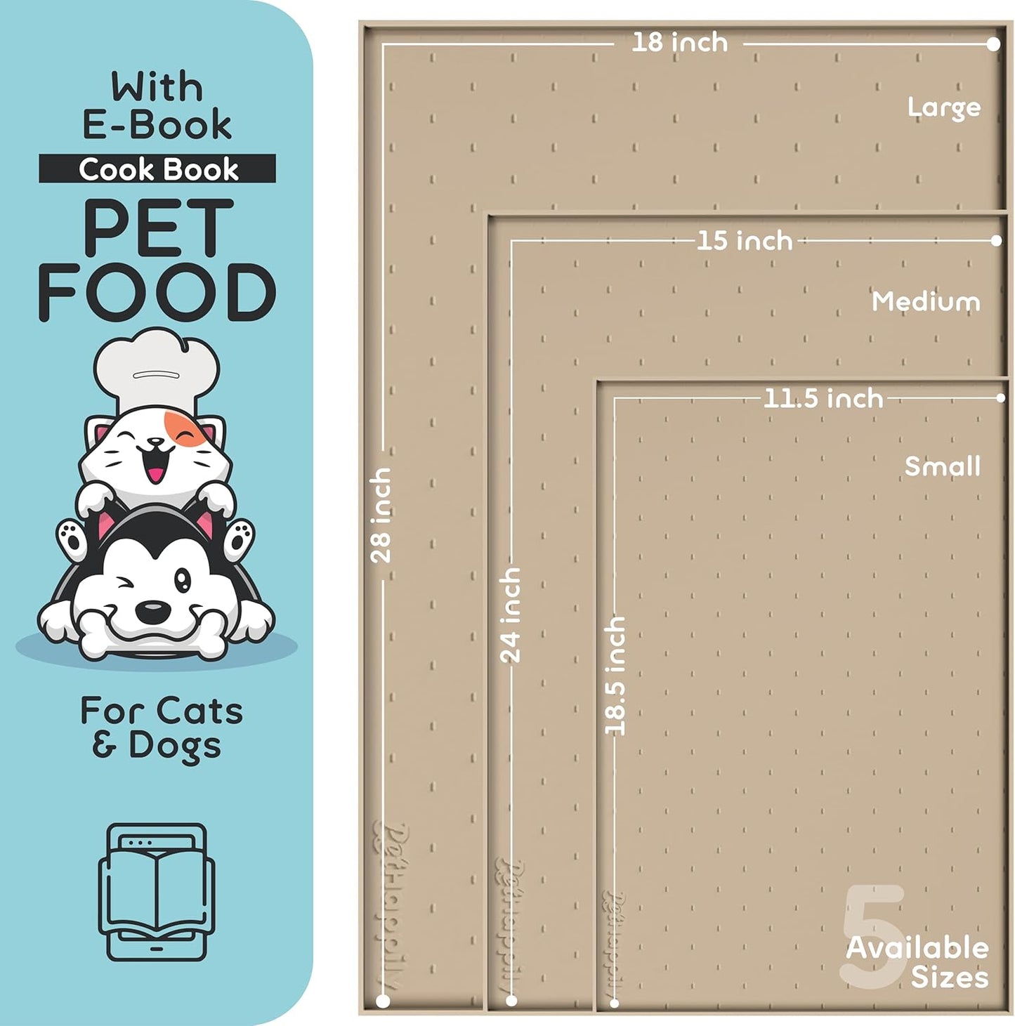 Dog Food Mat - Raised Edges Dogs Mat for Food and Water Prevent Spill, Waterproof Cat Food Mats Protect Floors, Easy Clean Dog Bowl Mats for Food and Water, Silicone Pet Feeding Placemats