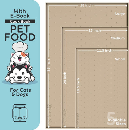 Dog Food Mat - Raised Edges Dogs Mat for Food and Water Prevent Spill, Waterproof Cat Food Mats Protect Floors, Easy Clean Dog Bowl Mats for Food and Water, Silicone Pet Feeding Placemats