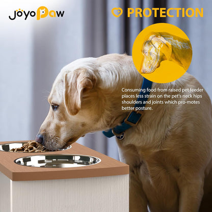 Elevated Dog Bowls, Bamboo Raised Dog Bowl for Medium Dogs, with 2 Stainless Steel Bowls (7'' Tall-40 oz Bowl)
