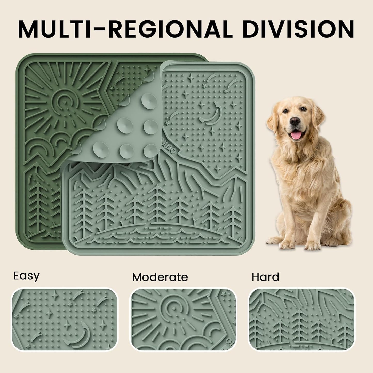 OHMO Lick Mat for Dogs and Cats Large(2 Pack) Nature Design Easy to Clean Pet Slow Feeder with Suction Cups, for Anxiety Relief and Boredom Reduction(Mars+Coral)