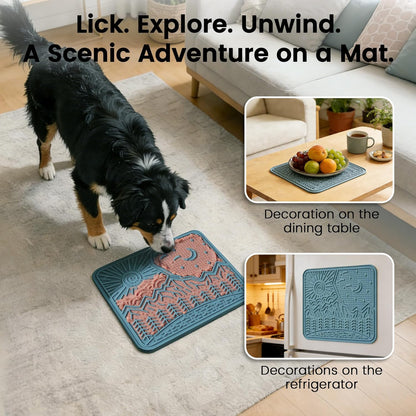 OHMO Lick Mat for Dogs and Cats Large(2 Pack) Nature Design Easy to Clean Pet Slow Feeder with Suction Cups, for Anxiety Relief and Boredom Reduction(Mars+Coral)