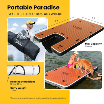 DOK Dog-DOK Inflatable Dock Platform: Safe & Easy Water Access for Dogs Up to 230 lbs; Floating Non-Slip EVA Foam with Dog Boat Ramp for Pool, Dock, & Lake | Military Grade & High Visibility