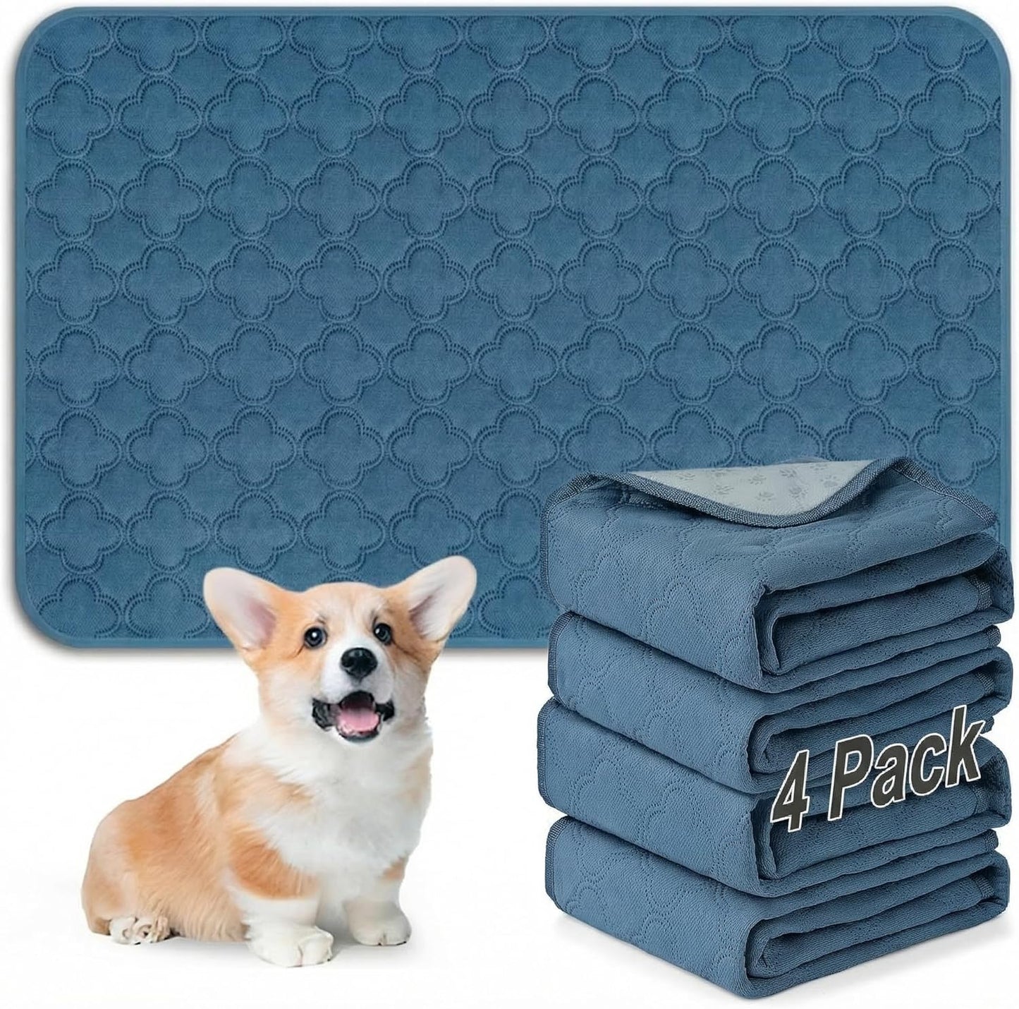 FunFurry Washable Pee Pads for Dogs - 4 Pack Reusable Pee Pads，Waterproof Puppy Pads，Pet Training Pads，Super Absorbent with Dog Paw Shape Non-Slip Backing (Cream, 18" X 24" - 4 Pack)