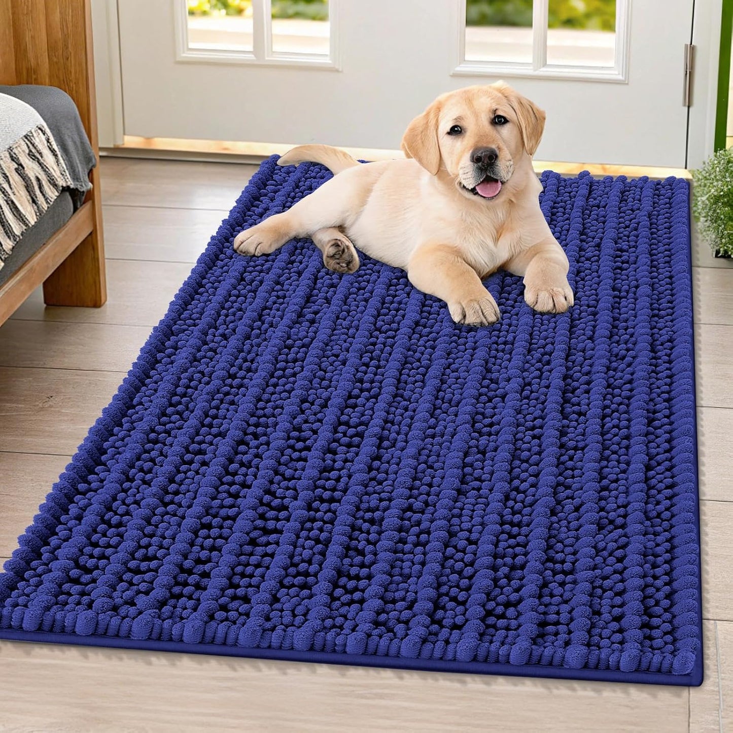Smiry Dog Door Mat for Muddy Paws 30x20, Extra Soft Absorbent Chenille Doormat, Trap Moisture and Dirt, Non-Slip Machine Washable Front Door Mat for Indoor Entrance Inside Floor, Grey