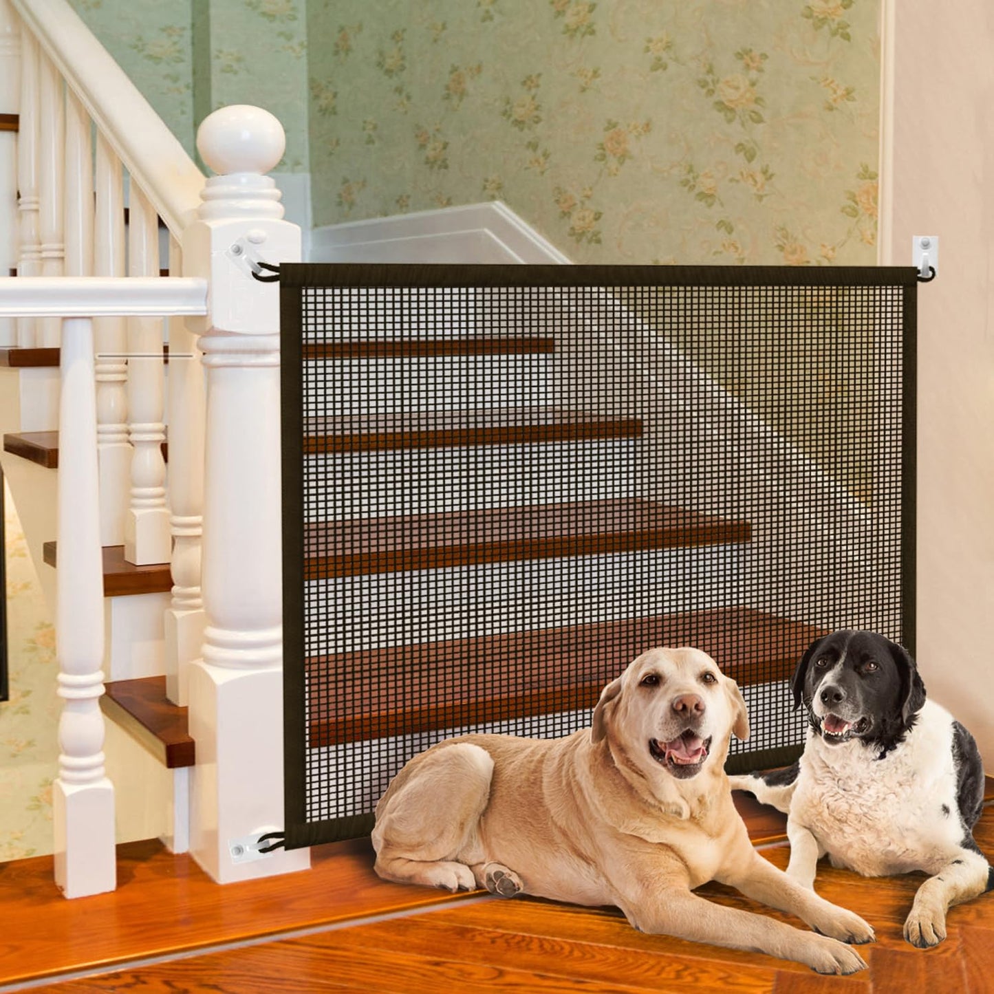 Cupount Baby Gate for Stairs - Dog Gate Indoor Mesh Pet Gates for Doorways (Black, 30" H x 41" W)