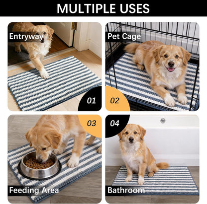 Dog Door Mat for Muddy Paws - Absorbent Quick-Dry Non-Slip Washable Chenille Pet Rug, Indoor Entryway Mat for Front Door & Crate (Brown, 24" L*16" W)