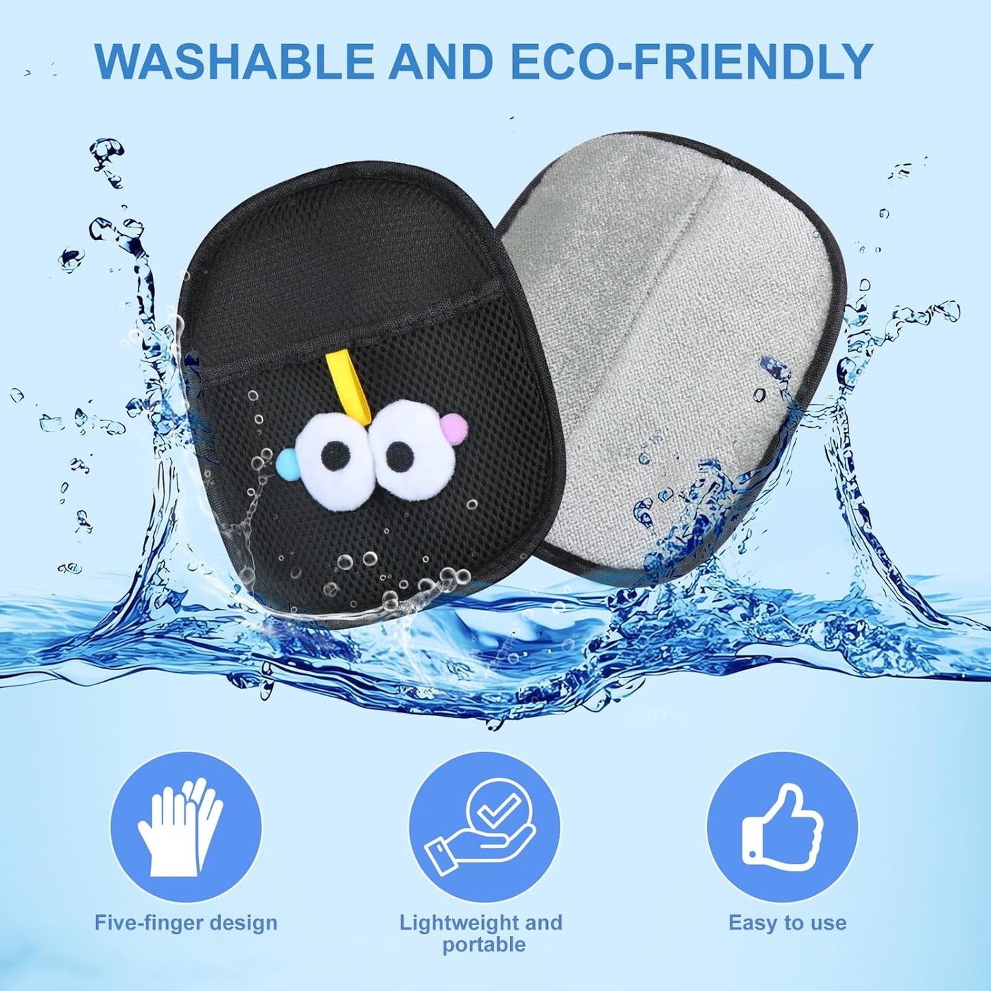 Cat & Dog Grooming Gloves for Shedding Brushes 1 Pair and Pet Grooming Rake 1PC, Double Sided Dematting, Deshedding Brush & Massage, Safe for Dogs & Cats
