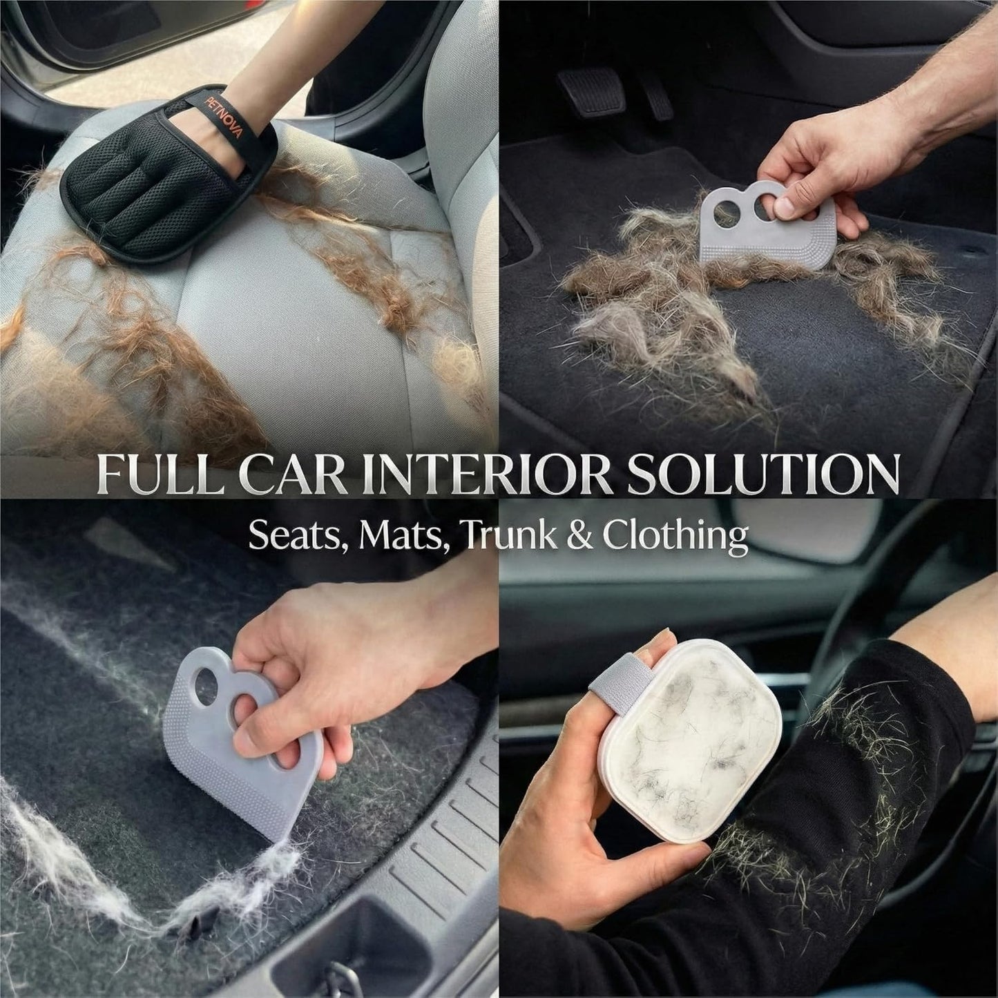 Pet Hair-Removal Glove for Couch: Deep Embedded Hair Removal Kit for Clothing Carpet Bed Curtain Cat Tree & Furniture - Includes Glove Carpet Rake & Reusable Lint Roller