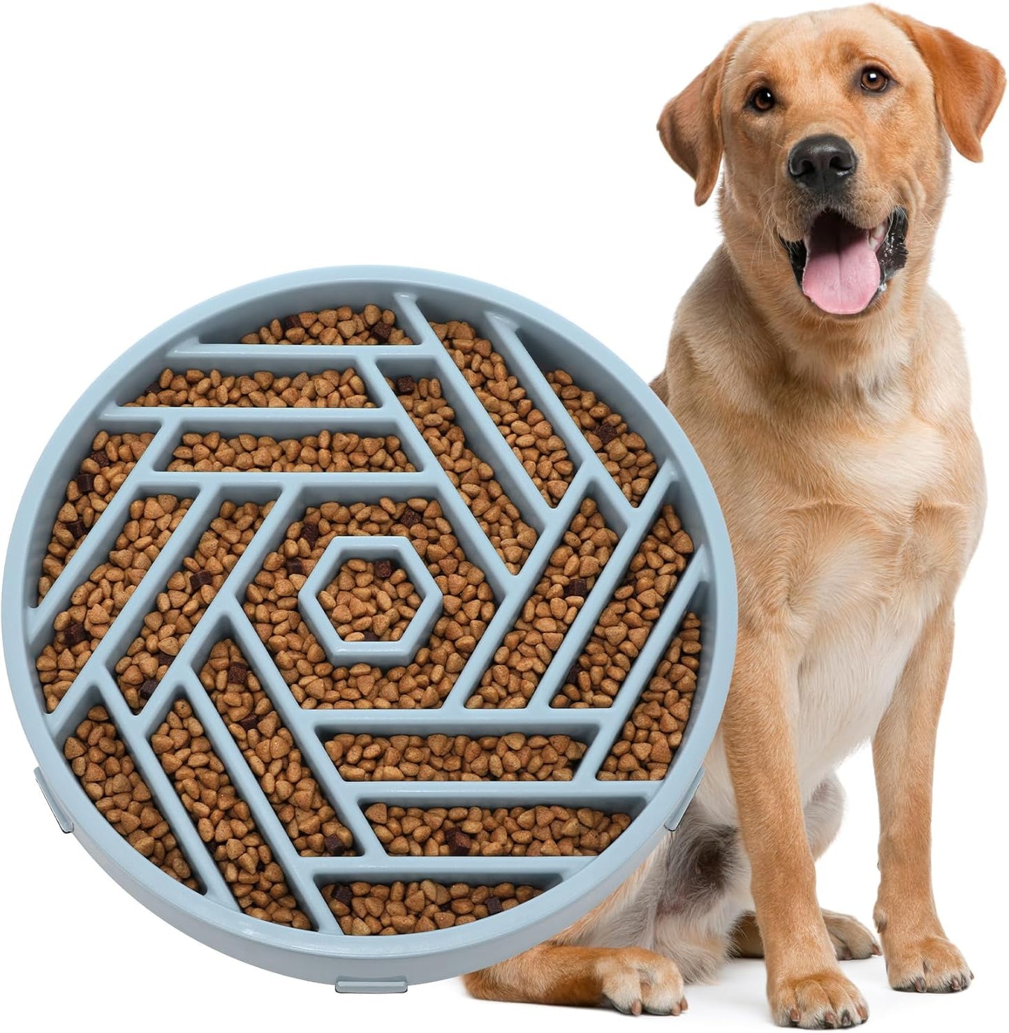 WHIPPY Slow Feeder Dog Bowl, Puzzle Maze Design to Slow Down Eating, 3-Cup Capacity, Anti-Gulping Food Bowl for Medium & Large Dogs,Black