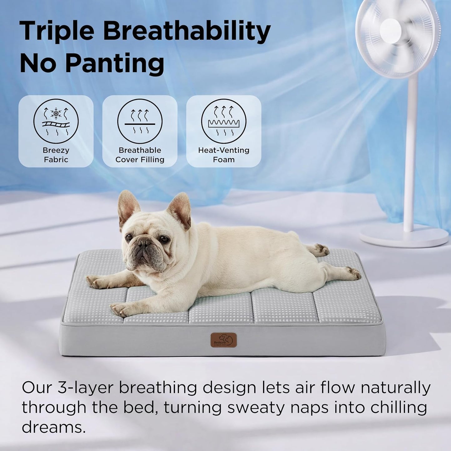 Bedsure Dog Beds Large Sized Dog - Comfy Flat Pet Beds with Removable Washable Cover, Orthopedic Egg Crate Foam Puppy Mat, Suitable for Pet Up to 65 lbs