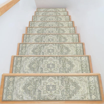 Pauwer Carpet Stair Treads for Wooden Steps Indoor 15 Pack 8" X 30" Peel and Stick Stair Treads Non Slip Staircase Step Treads Reusable Stair Runner Rugs for Dogs, Kids and Elders