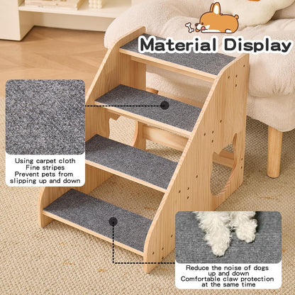 Dog Stairs for Small Medium Large Dogs 14.17" H Load Capacity 150lbs Solid Wood Non-Slip Sturdy Pet Steps for Bed & Couch 3 Step 15.75 * 16.93 * 14.17"