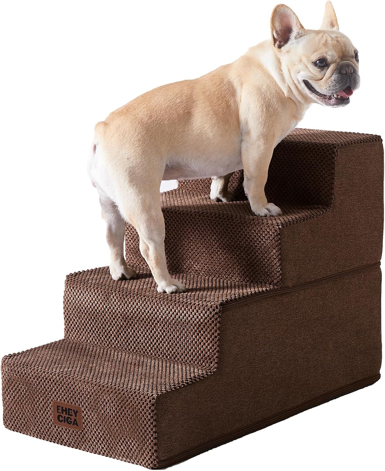 EHEYCIGA Dog Stairs for High Bed 22.5" H, 5-Step Dog Steps for Bed, Pet Steps for Small Dogs and Cats, Non-Slip Balanced Pet Ramp Indoor, Grey