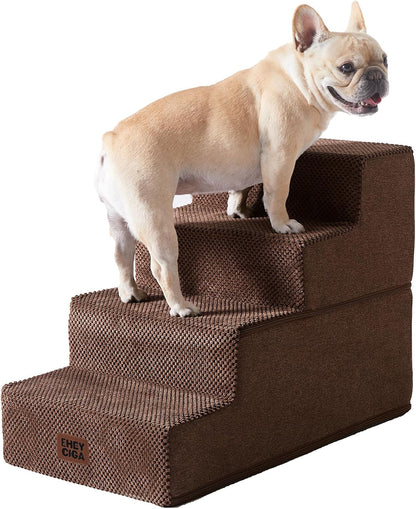 EHEYCIGA Dog Stairs for High Bed 22.5" H, 5-Step Dog Steps for Bed, Pet Steps for Small Dogs and Cats, Non-Slip Balanced Pet Ramp Indoor, Grey
