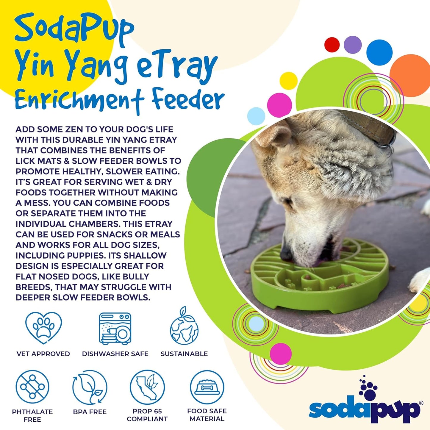 SodaPup Honeycomb Enrichment Bowl – Durable Slow Feeder Bowl Made in USA from Non-Toxic, Pet-Safe, Food Safe Material for Mental Stimulation, Slowing Down Eating, Healthy Digestion, & More