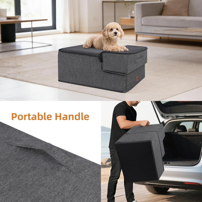 Dog Stairs for Small Dogs, 13.5" H, 3-Step Pet Steps for Couch Sofa and Chair, Non-Slip Balanced Pet Ramp for Medium Cats,Indoor Dog Ladder, Grey