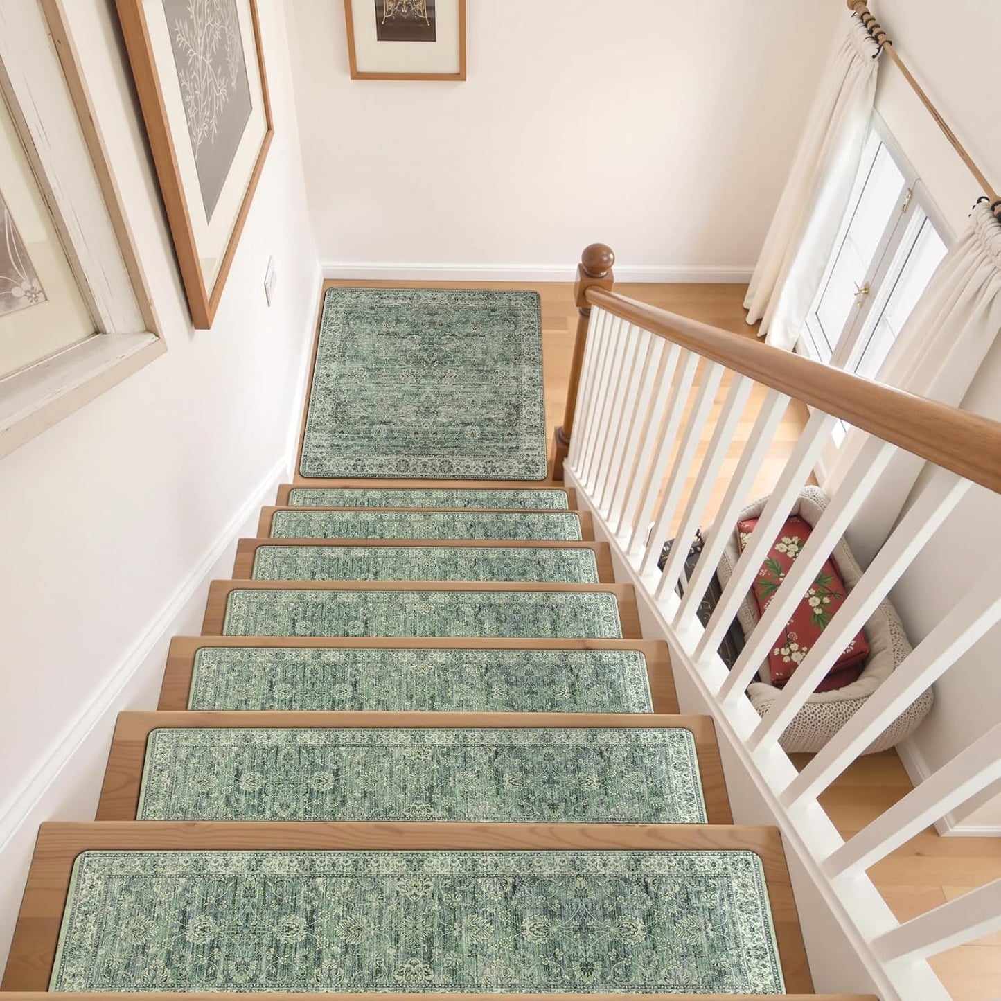 OJIA Extra Non-Slip Stair Treads for Wooden Steps 15PCS, 30"X8" Rubber Indoor Stair Runner Slip Resistant Stair Rugs Safety Mats for Dogs, Kids & Elders, Stairway Grip Step Treads, Gray