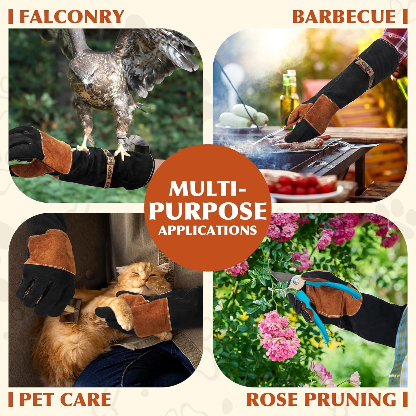 HANDLANDY Animal Handling Gloves, Bite-Proof, Scratch-Resistant, Pet Gloves for Dogs, Cats, Falconry, Gardening