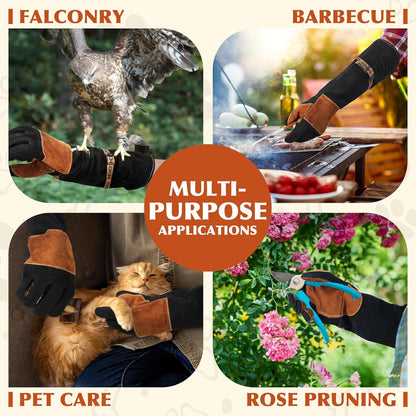 HANDLANDY Animal Handling Gloves, Bite-Proof, Scratch-Resistant, Pet Gloves for Dogs, Cats, Falconry, Gardening