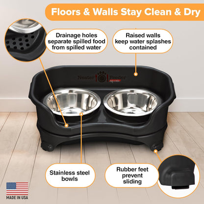 Neater Feeder Express Mess Proof Dog Bowls Elevated for Small Breeds under 15 Lb, Made in USA, No Spill Raised Dog Food Bowl Stand, Stainless Steel Food and Water Bowl Set, Feeding Station, Cappuccino