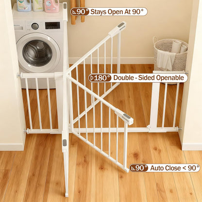 Mumeasy 36" High Extra Tall Dog Gate, 29.6"-40.5" Wide Pressure Mounted Tall Baby Gate for Dog, Auto Close Pet Gate with Door for Stairs,Doorways,House,Black