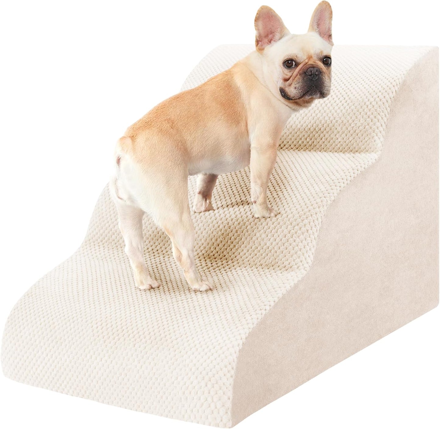 Dog Stairs for Small Dogs, 3 Tiers High Density Foam Dog Ramp, Extra Wide Non-Slip Pet Steps for High Beds Or Couch, Soft Foam Doggie Ladder for Dogs Injured, Older Pets, Small Cats