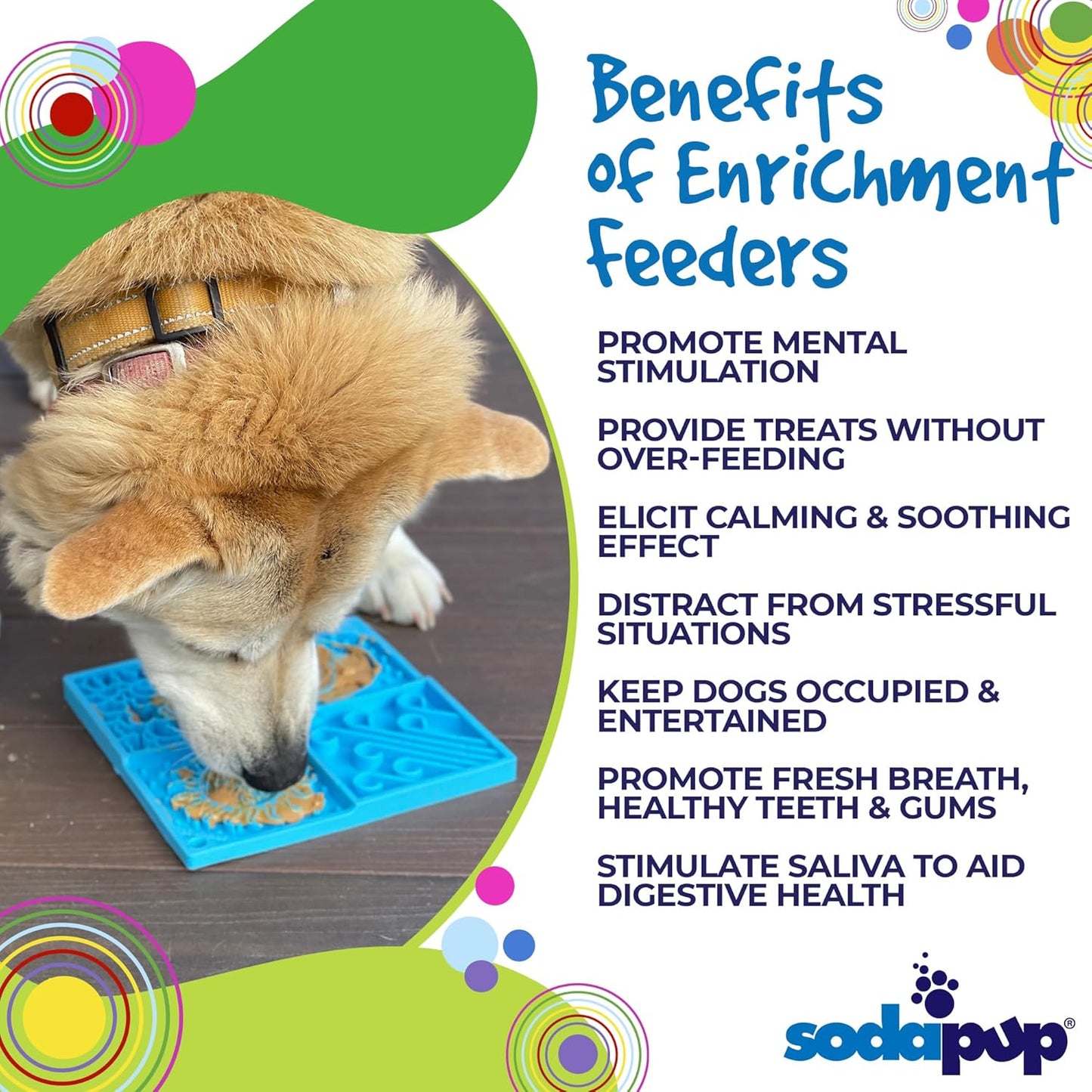 SodaPup Flower Power eMat – Durable Lick Mat Feeder Made in USA from Non-Toxic, Pet-Safe, Food Safe Rubber for Mental Stimulation, Avoiding Overfeeding, Fresh Breath, Digestive Health, & More