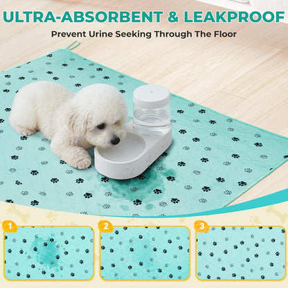 Fostanfly Washable Pee Pads for Dogs, 2 Pack Large 36"x41" Ultra-Absorbent and Leak-Proof Non-Slip Reusable Potty Training Pads for Dogs, Cats, Puppy, Potty Training of Add 8 Lanyards