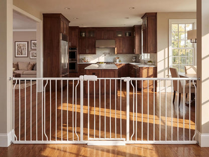 24-29 Inch Narrow Baby Gate, Pressure Mounted No Drilling Dog Gate for Stairs & Doorways, White Metal Safety Gate Indoor for Kids and Pets