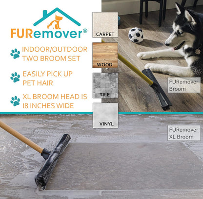 FURemover Pet Hair Removal Rubber Broom, 58" Telescopic Handle