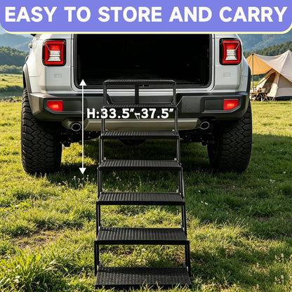 Dog Steps for Car and Truck,25.6" H Foldable Dog Stairs for Large Dogs, Lightweight Pet Stairs Supports Up to 350 lbs, 5 Steps