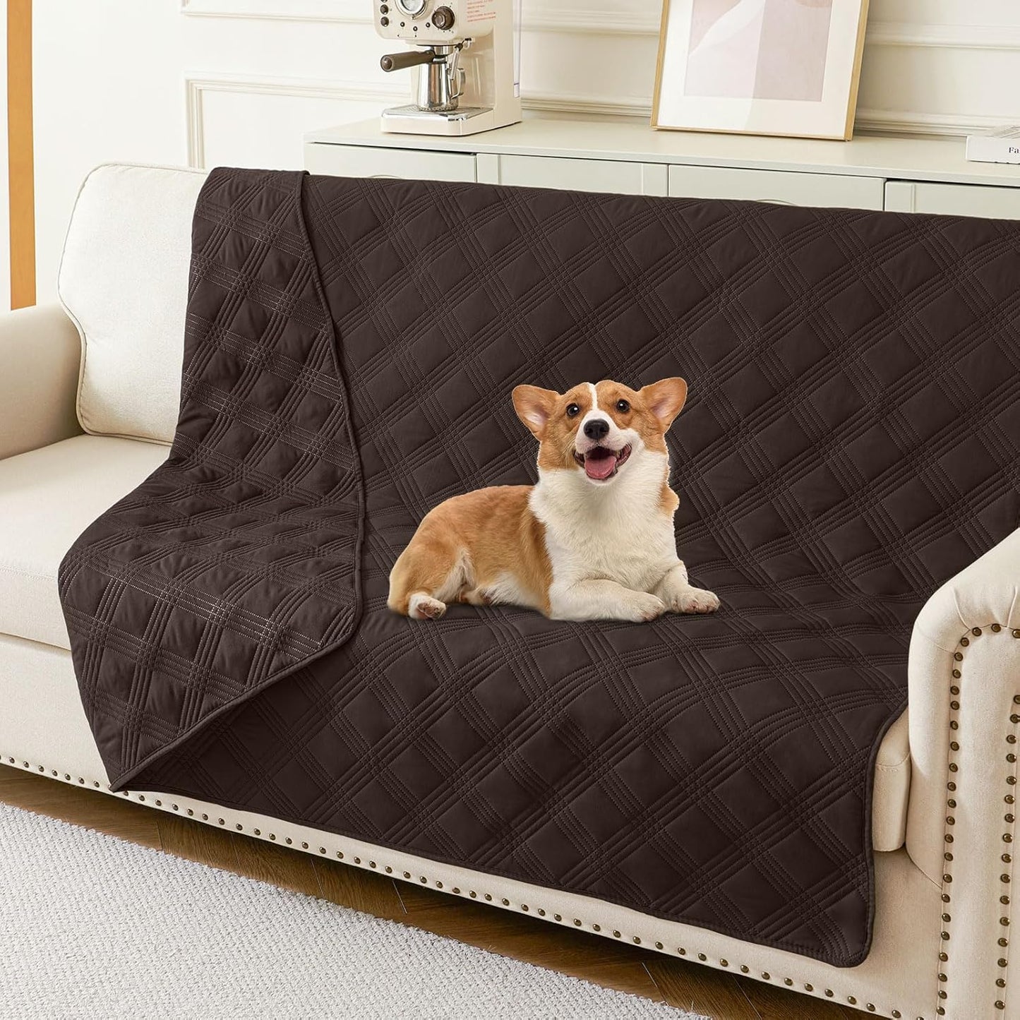 hyha Waterproof Dog Bed Blanket, Soft Pet Blankets, Waterproof Couch Cover for Dogs, Reversible Sofa Covers Washable for Furniture (30x70 Inch, Taupe/Beige)
